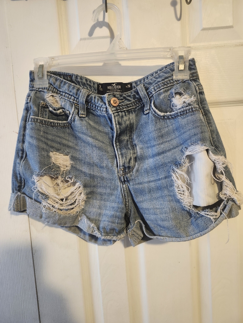 Hollister Light Wash Distressed Denim Shorts